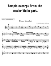 Sheet music excerpt for 'Danse Macabre' by Saint-Saens, labeled as an easier Violin part.